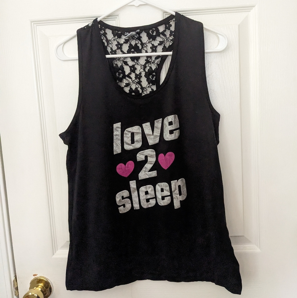 Love 2 Sleep racer back lace tank and shorts Pajama set 2X (juniors)